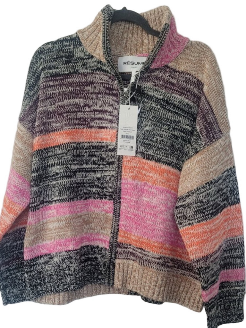 NWT RESUME Valerie RS Zip Front High Neck Cardigan Sweater Size L